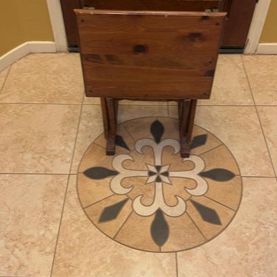 Vintage Wooden TV Tray Set with Stand 