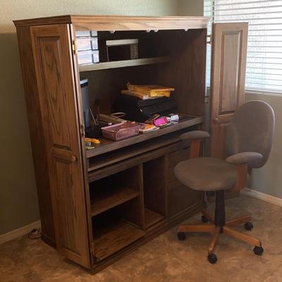 Office Desk, Hp Printer And Other Office Supplies