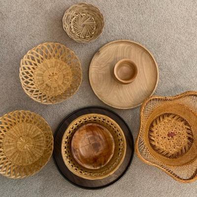 Woven Baskets And Serving Bowls 