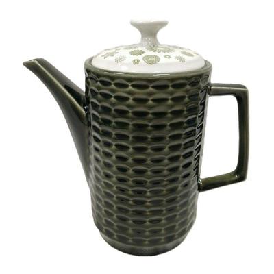 MYOTT ENGLAND VINTAGE GREEN COFFEE POT WITH FLORAL LID