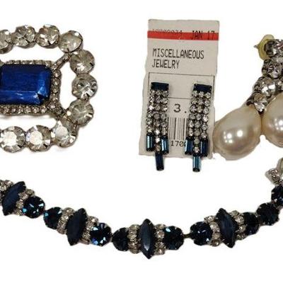 blue rhinestone costume jewelry