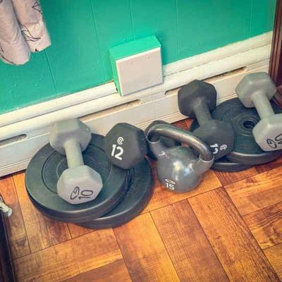Nice Stack of Weights for Home Gym
