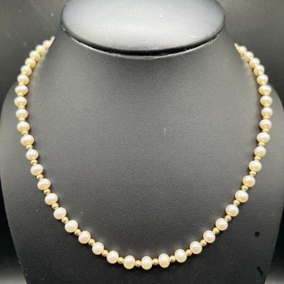 14K Gold 18” Pearl Necklace
