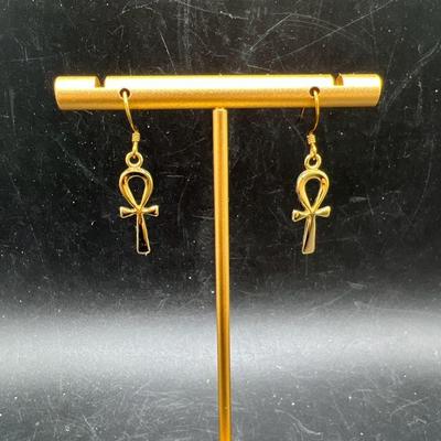 Gold Vermeil Ankh Earrings
