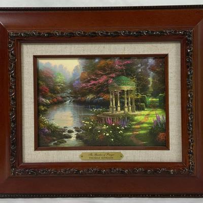 Framed Thomas Kinkade Oil Painting – ‘The Garden of Prayer’ Full-Size Signed Artwork with Plaque