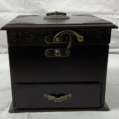 Vintage-Style Wooden Jewelry or Keepsake Box with Carved Embellishments – Mystical Voodoo/Spirit The