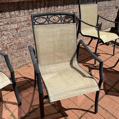 Set of 6 Outdoor Patio Dining Chairs – Powder-Coated Metal Frame with Textilene Seats and Decorative
