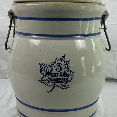 Antique Red Wing Stoneware Water Cooler w/ Blue Stripes & Red Wing Logo – c.1900s