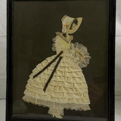 Antique & Vintage Textile & Paper Art Lot – Victorian Valentine, 1881 Sampler, Ribbon Doll, Log Cabi