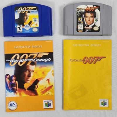 James Bond 007 N64 Duo – The World Is Not Enough Cartridge & Manual + GoldenEye 007 Box Art Icon