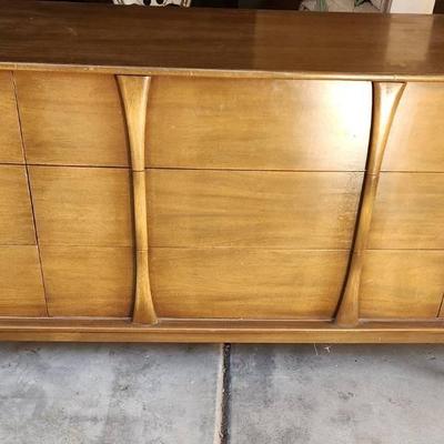 Mid-Century Modern Dresser by Red Lion Table Co. – Sculpted Drawers & Warm Walnut Finish