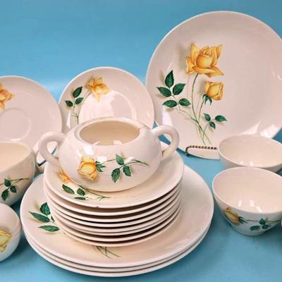 "Canonsburg Pottery" Yellow Rose Dinnerware 