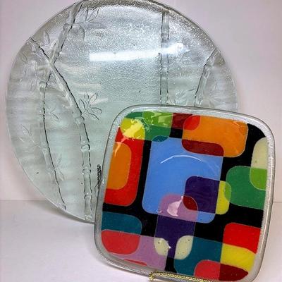 Vintage Textured Glass Bamboo Tray and More