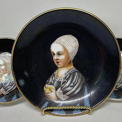 "Andrea S." Hand Painted Portrait Hanging Plates 