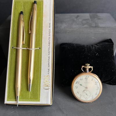 Cross Pen & Pencil Set /  Vintage Pocket Watch