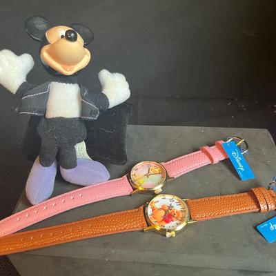 Disney Watches And Stuffed Mickey Mouse Toy