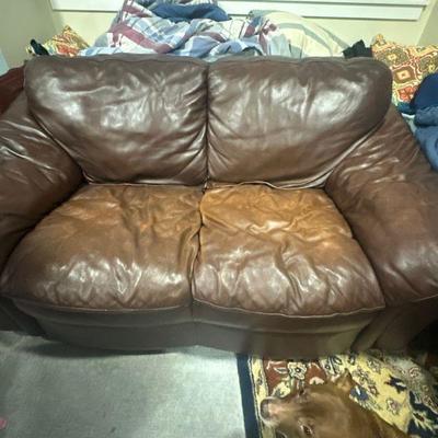 Leather loveseat