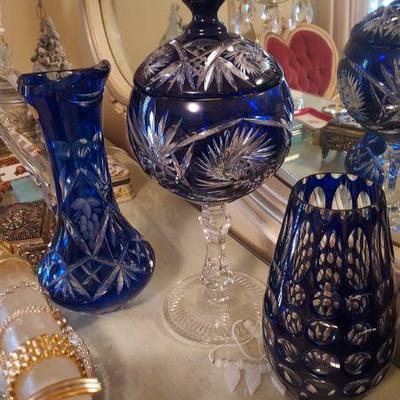 Blue glass pieces