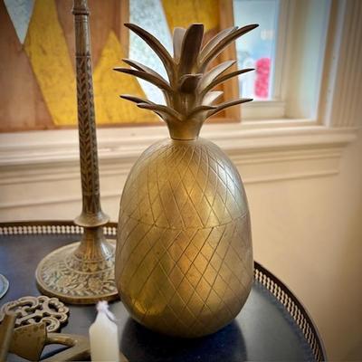 Brass pineapple jar with lid