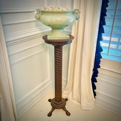 Vintage dolphin/fish ceramic urn on pedastal
