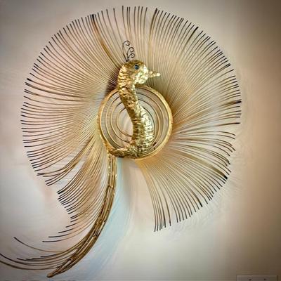 Vintage MCM peacock wall art