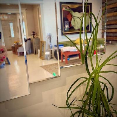 Vintage art deco beveled wall mirror