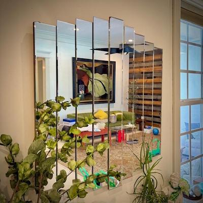 Vintage art deco beveled wall mirror