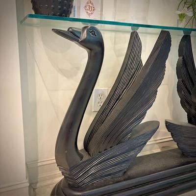 Art deco black swan console table
