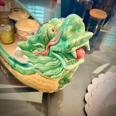 Vintage Chinese dragon boat tray