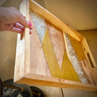 Wood, resin, gold leaf tray