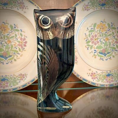 Palatnik glass owl art sculpture