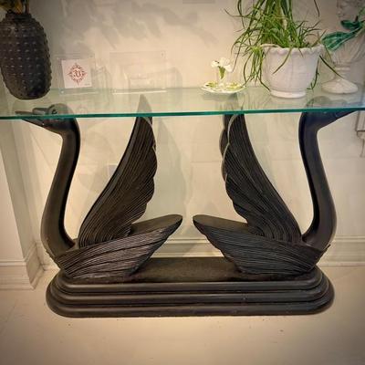 Art deco black swan console table