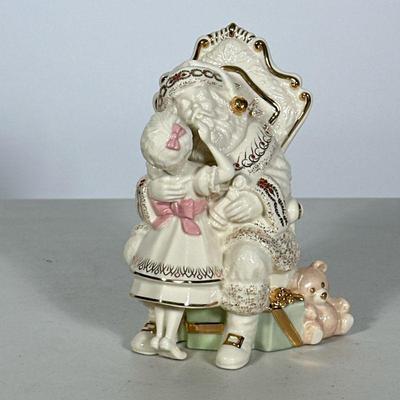Lenox Santa Figure | “Santa Please” from the Lexox Jewlels Collection. Trademark Lenox china with gold accents, showing a young girl...