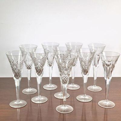 (10pc) Waterford Champagne Flutes | Waterford stemware, crystal champagne flutes of varying patterns, including Gresham flutes and...