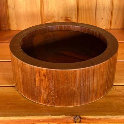 Large Dansk Wood Bowl | Mid-century teakwood fruit bowl or serving bowl. - h. 4.25 x dia. 11.25 in

