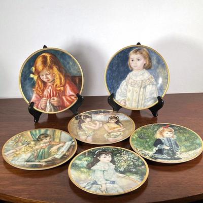 (6pc) Renoir Collector Porcelain Plates | “The Children of Renoir” collection, showing children's portraits by Auguste Renoir, each...