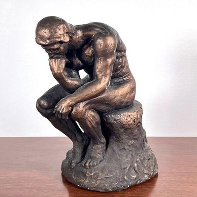 The Thinker Sculpter | Bronzed composition replica of The Thinker by Rodin. - h. 11 x d. 9 in

