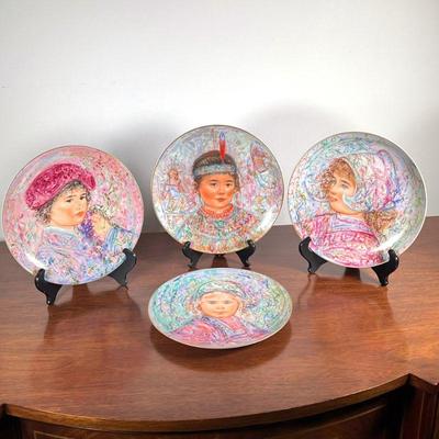 (4pc) Edna Hibel Porcelain Plates | Plates are from The Nobility of Children series by Edna Hibel (American, 1917-2014), each numbered...