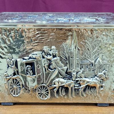 Vintage Brass Fireplace Storage Box
