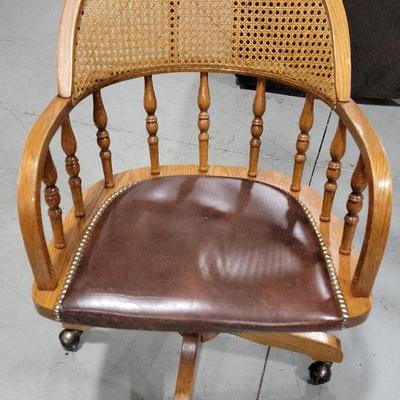 Caned Back Oak Desk Chair