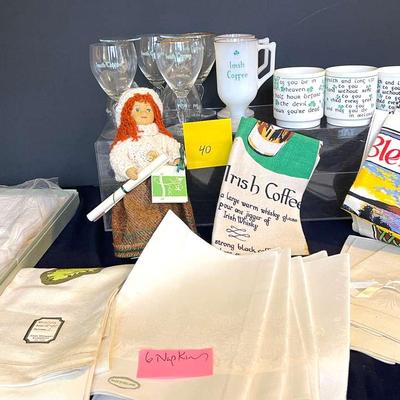 Luck Of The Irish-Beautiful Irish Linens, Glasses, Cups, Doll
