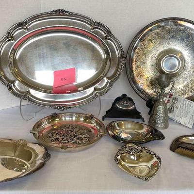 Silver Plate Serving Pieces And A Pewter Bridal Cup