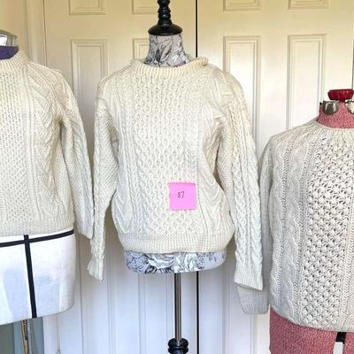 3 Vintage Irish Wool Sweaters