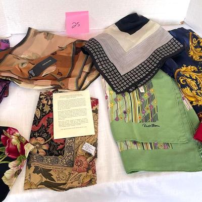 8 Nice Scarves, Mostly Silk Scarves