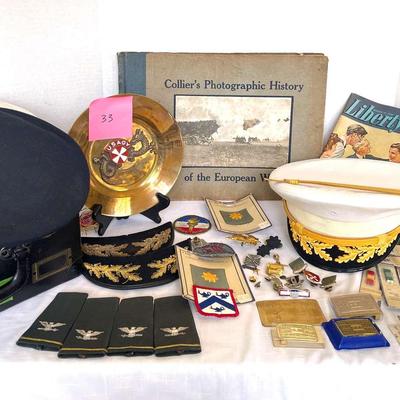 Army Hats, Insignia, Bars, Commemorative Plate, Magazine, World War I Book