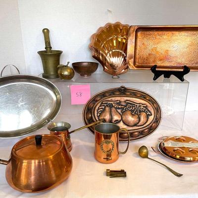 Copper And Brass Cookware And Decor, Includes Molds And A  Nice Mortar And Pestle
