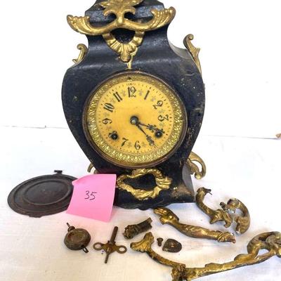 Ansonia Vintage Cast-Iron Clock In Poor Condition