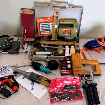 Jig Saw,  Bostitch Staple, Glue Gun, And More. 