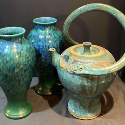 Two Vases And A Pottery Teapot From Tuscon, AZ