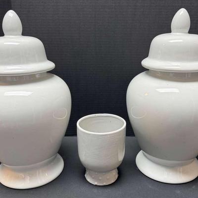 Large White Ceramic Urns And Planter 